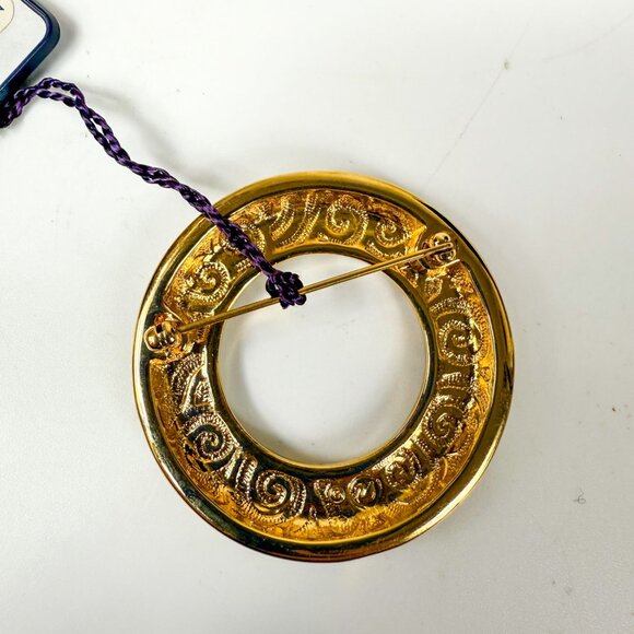 Swarovski Gold Tone Swirl Design Brooch & Clip-On Earrings Set Clear Crystals - Picture 4 of 8